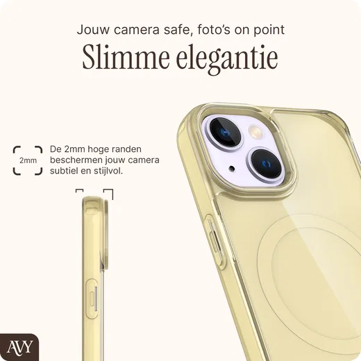AVY Apple iPhone 15 Hoesje MagSafe met Koord Haakjes Geel afbeelding 7