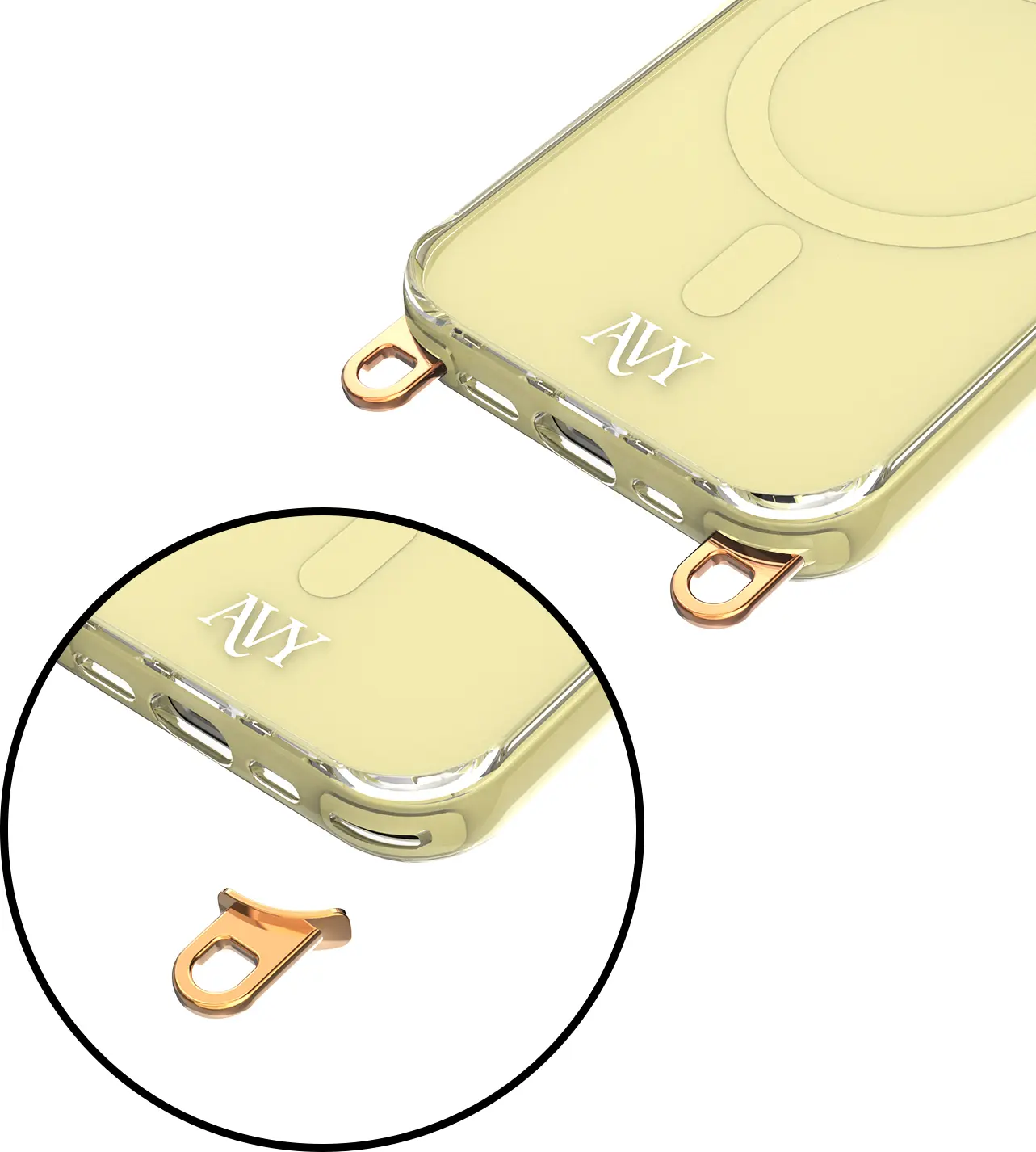 AVY Apple iPhone 15 Pro Hoesje MagSafe met Koord Haakjes Geel afbeelding 15