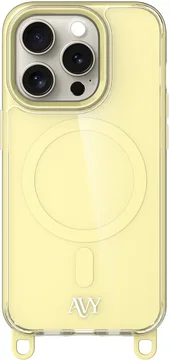 AVY Apple iPhone 15 Pro Hoesje MagSafe met Koord Haakjes Geel