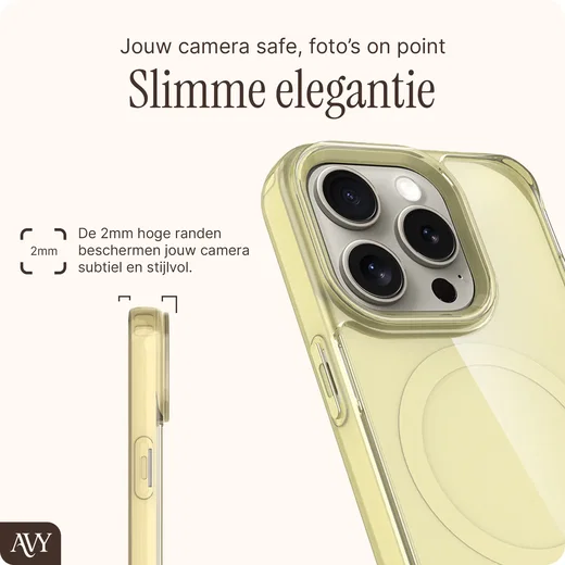 AVY Apple iPhone 15 Pro Hoesje MagSafe met Koord Haakjes Geel afbeelding 6