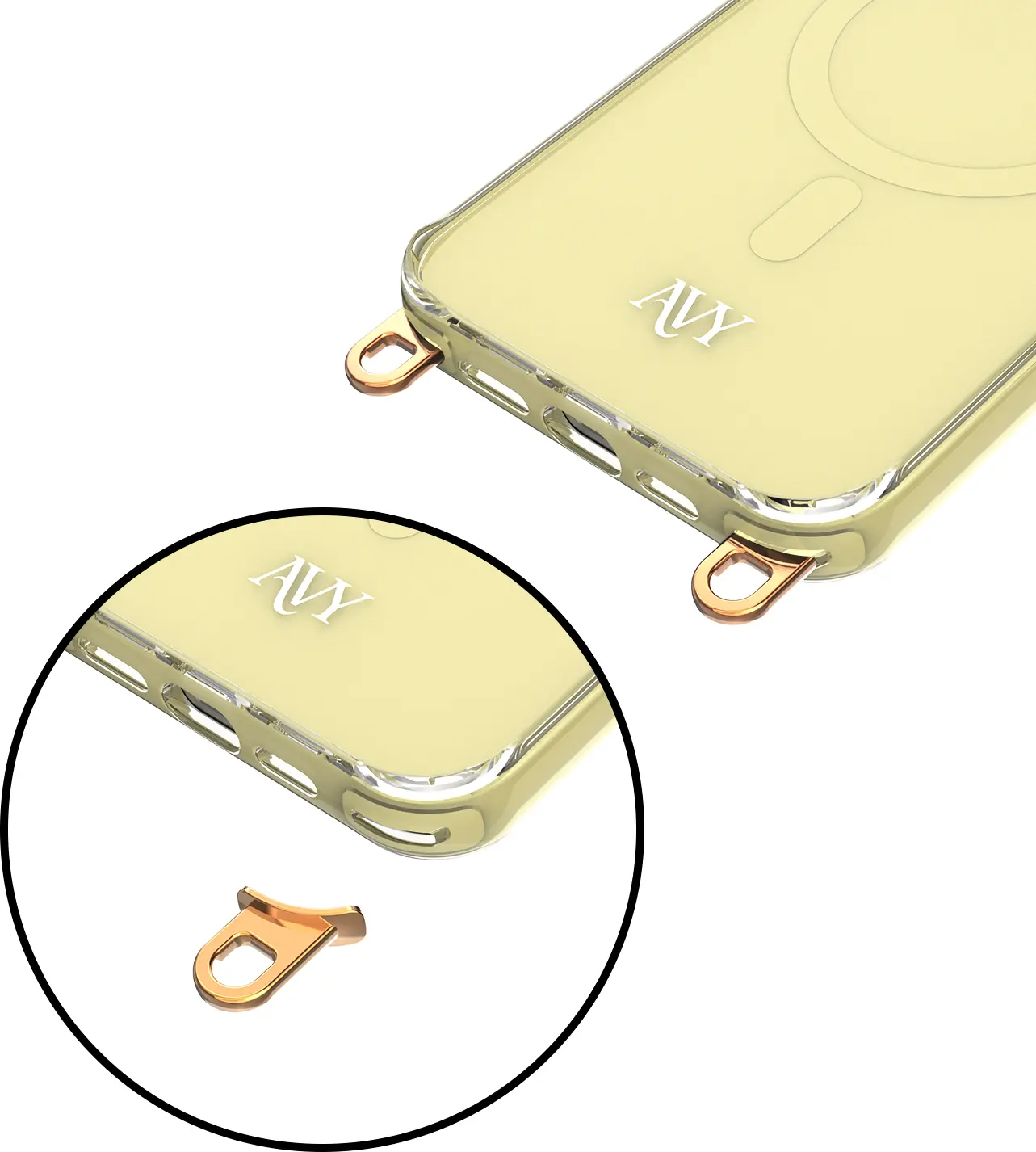 AVY Apple iPhone 15 Pro Max Hoesje MagSafe met Koord Haakjes Geel afbeelding 15