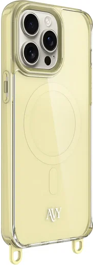 AVY Apple iPhone 15 Pro Max Hoesje MagSafe met Koord Haakjes Geel afbeelding 12