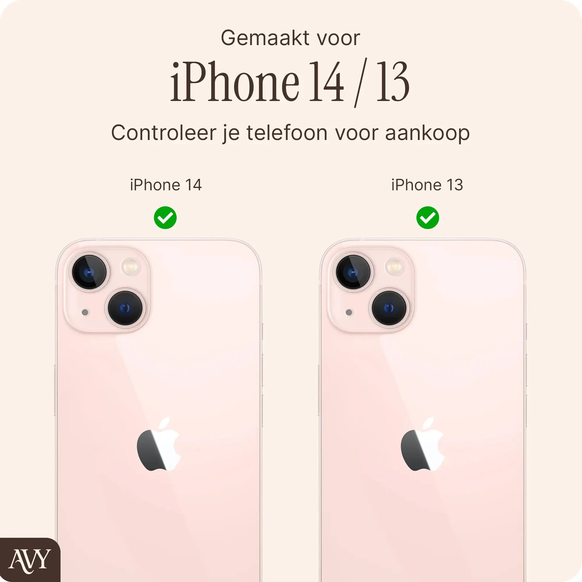 AVY Apple iPhone 14 / 13 Hoesje MagSafe met Koord Haakjes Geel afbeelding 6