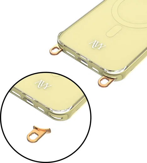 AVY Apple iPhone 14 Pro Max Hoesje MagSafe met Koord Haakjes Geel afbeelding 15