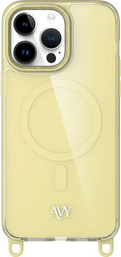 AVY Apple iPhone 14 Pro Max Hoesje MagSafe met Koord Haakjes Geel afbeelding 1