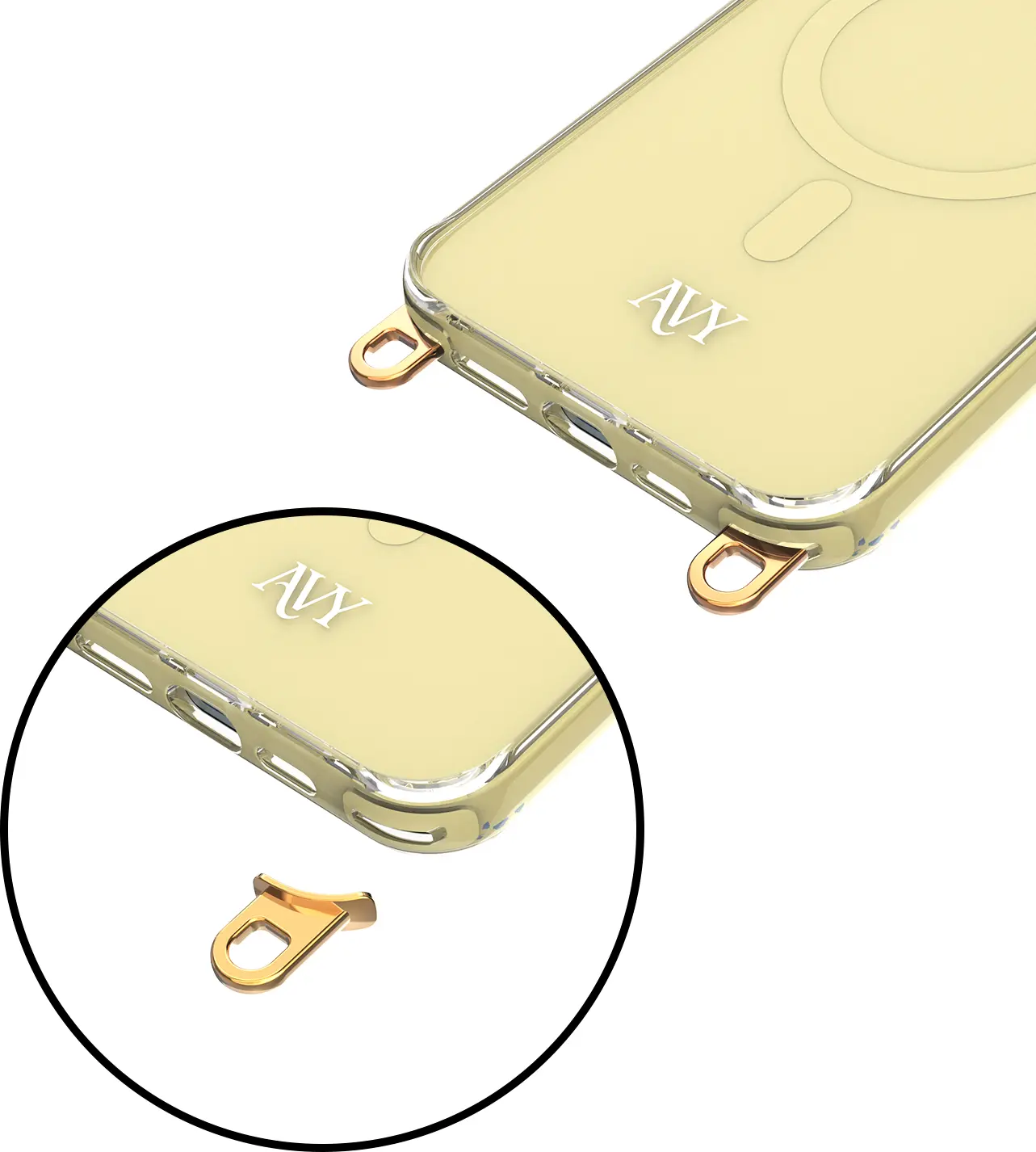 AVY Apple iPhone 13 Pro Max Hoesje MagSafe met Koord Haakjes Geel afbeelding 15