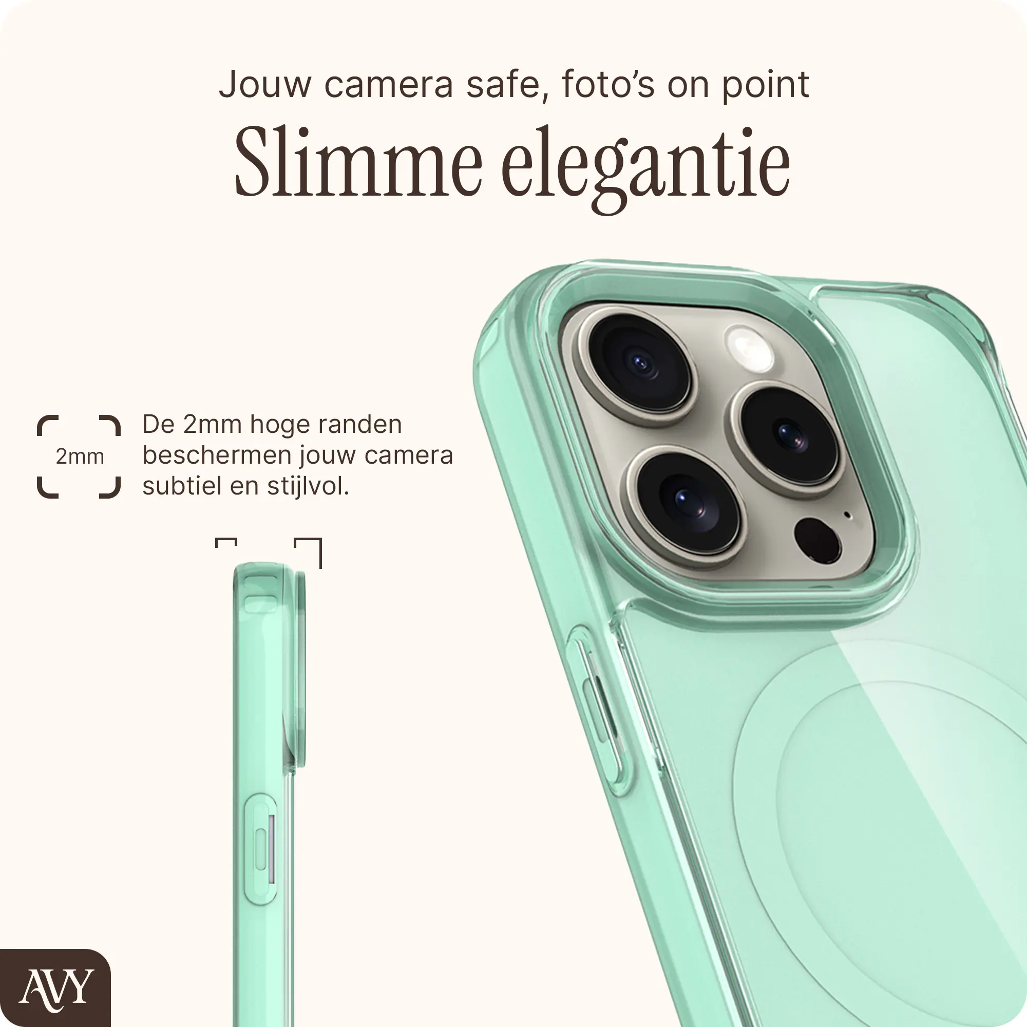 AVY Apple iPhone 15 Pro Max Hoesje MagSafe met Koord Haakjes Matcha afbeelding 7