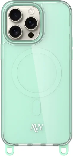 AVY Apple iPhone 15 Pro Max Hoesje MagSafe met Koord Haakjes Matcha afbeelding 1