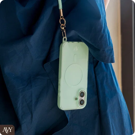 AVY Apple iPhone 13 Pro Hoesje MagSafe met Koord Haakjes Matcha afbeelding 4