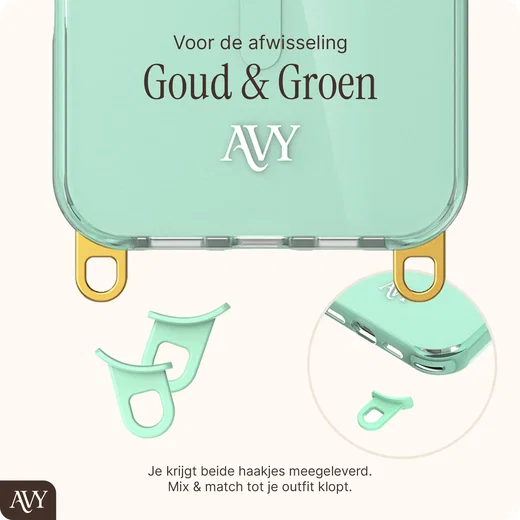 AVY Apple iPhone 13 Pro Max Hoesje MagSafe met Koord Haakjes Matcha afbeelding 8