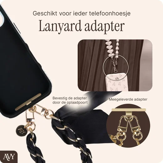 AVY Universeel Sjaal Telefoonkoord / Polsbandje (32CM) Bandana Black afbeelding 6