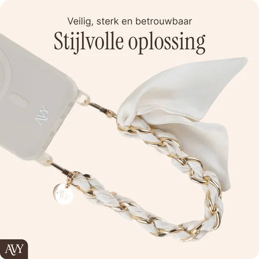 AVY Universeel Sjaal Telefoonkoord / Polsbandje (32CM) Bandana Beige afbeelding 2