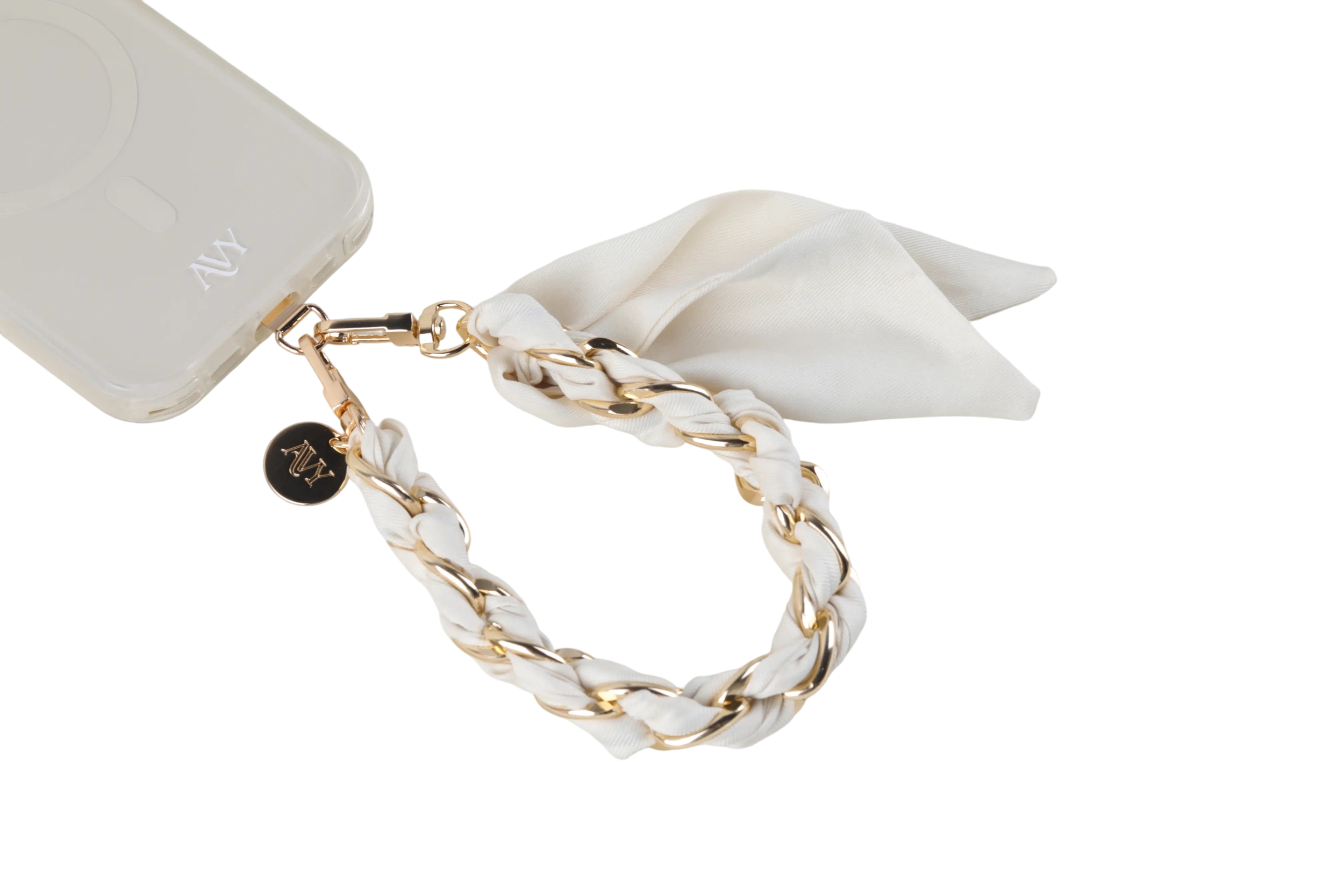 AVY Universeel Sjaal Telefoonkoord / Polsbandje (32CM) Bandana Beige afbeelding 4