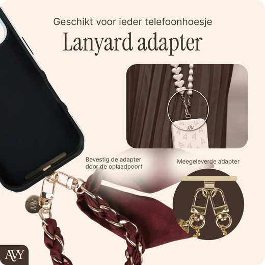 AVY Universeel Sjaal Telefoonkoord / Polsbandje (32CM) Bandana Burgundy afbeelding 3