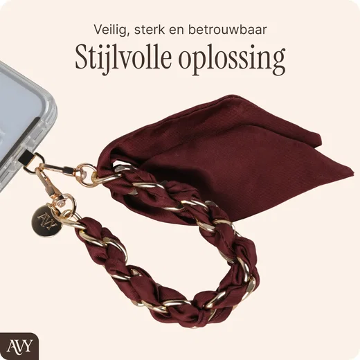 AVY Universeel Sjaal Telefoonkoord / Polsbandje (32CM) Bandana Burgundy afbeelding 2