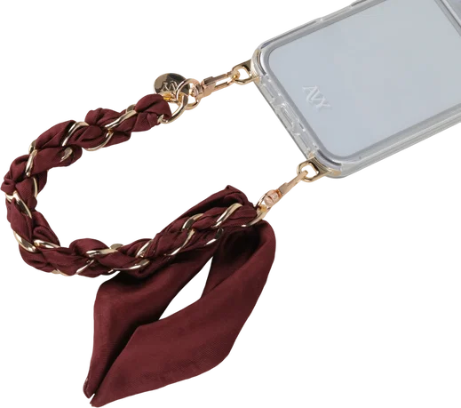 AVY Universeel Sjaal Telefoonkoord / Polsbandje (32CM) Bandana Burgundy afbeelding 9