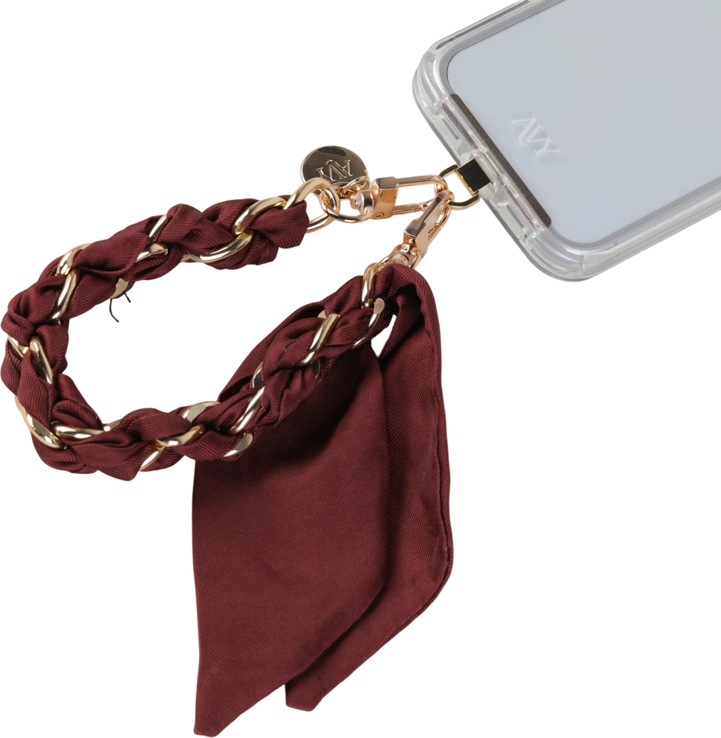 AVY Universeel Sjaal Telefoonkoord / Polsbandje (32CM) Bandana Burgundy afbeelding 7