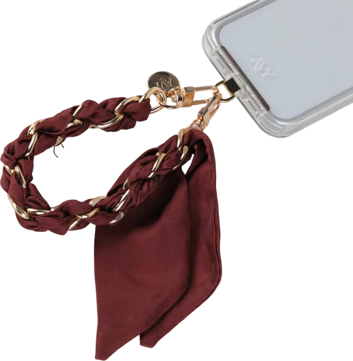 AVY Universeel Sjaal Telefoonkoord / Polsbandje (32CM) Bandana Burgundy afbeelding 7