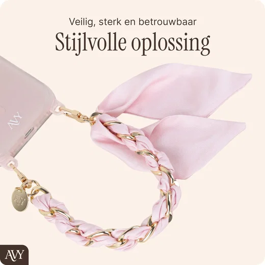 AVY Universeel Sjaal Telefoonkoord / Polsbandje (32CM) Bandana Pink afbeelding 4