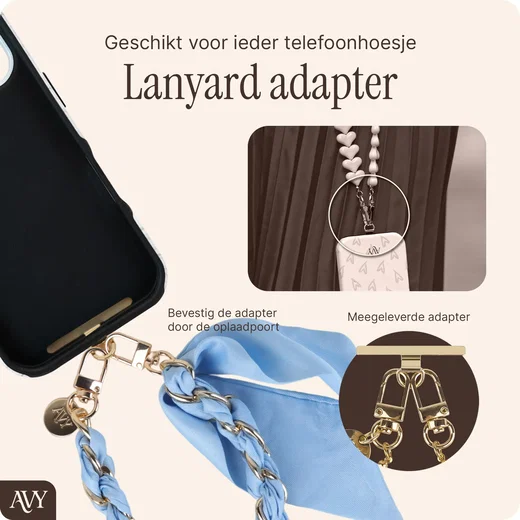 AVY Universeel Sjaal Telefoonkoord / Polsbandje (32CM) Bandana Blue afbeelding 4