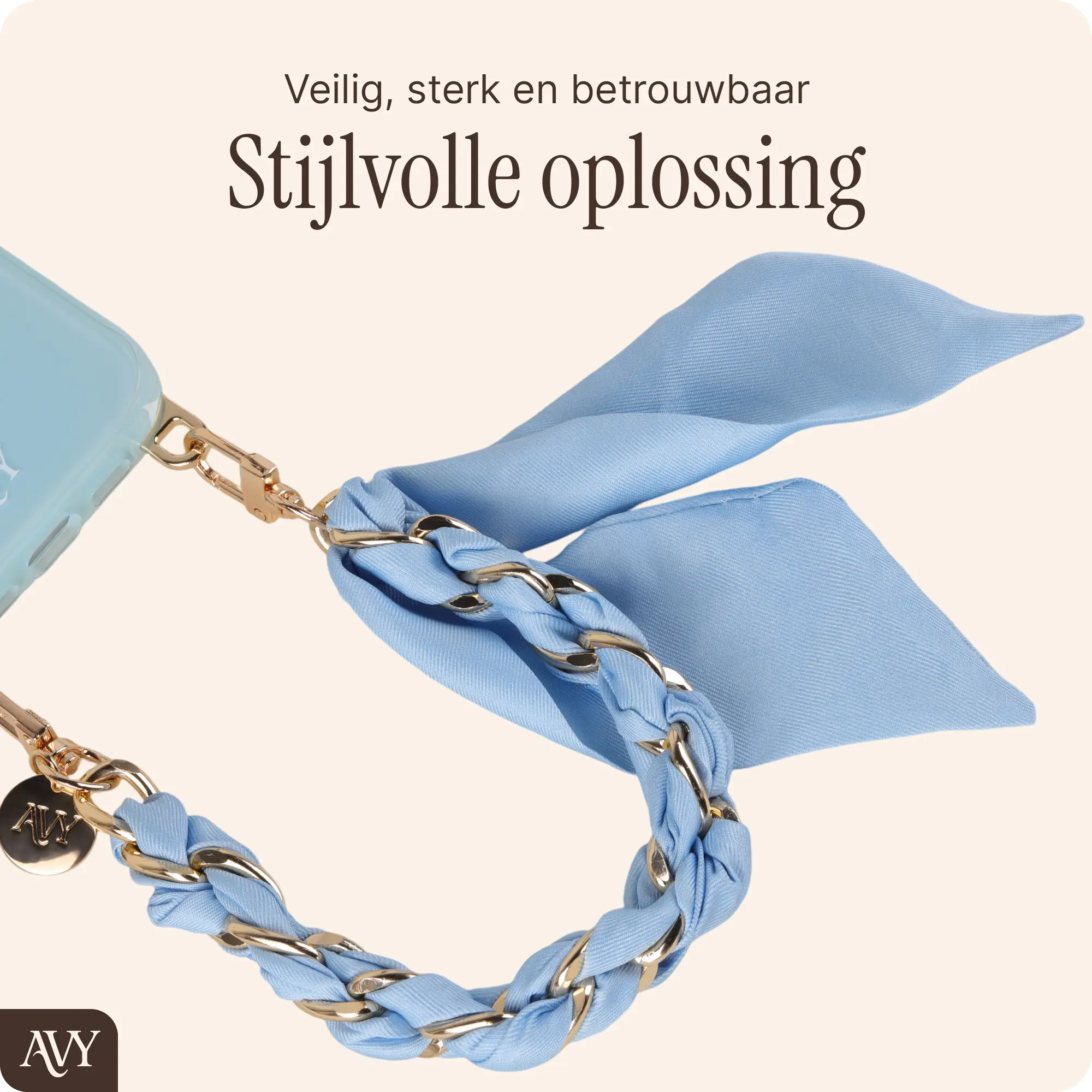 AVY Universeel Sjaal Telefoonkoord / Polsbandje (32CM) Bandana Blue afbeelding 5