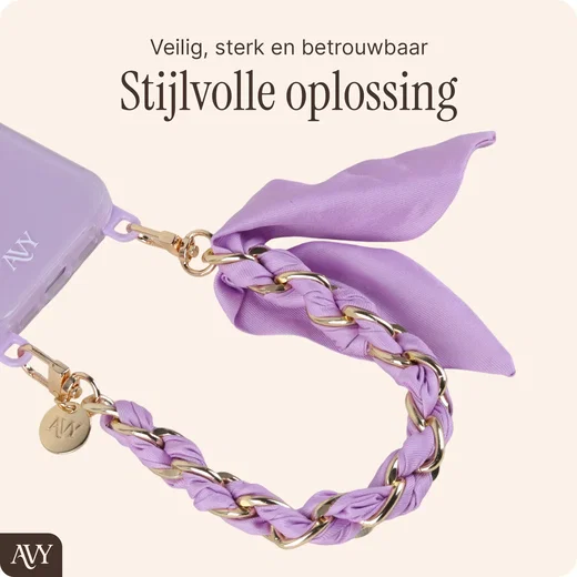 AVY Universeel Sjaal Telefoonkoord / Polsbandje (32CM) Bandana Purple afbeelding 6