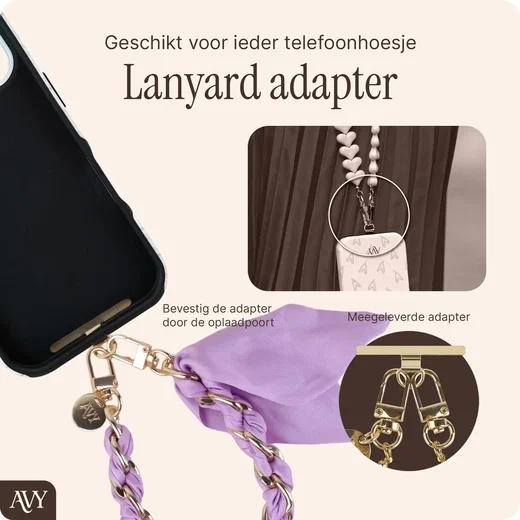 AVY Universeel Sjaal Telefoonkoord / Polsbandje (32CM) Bandana Purple afbeelding 5