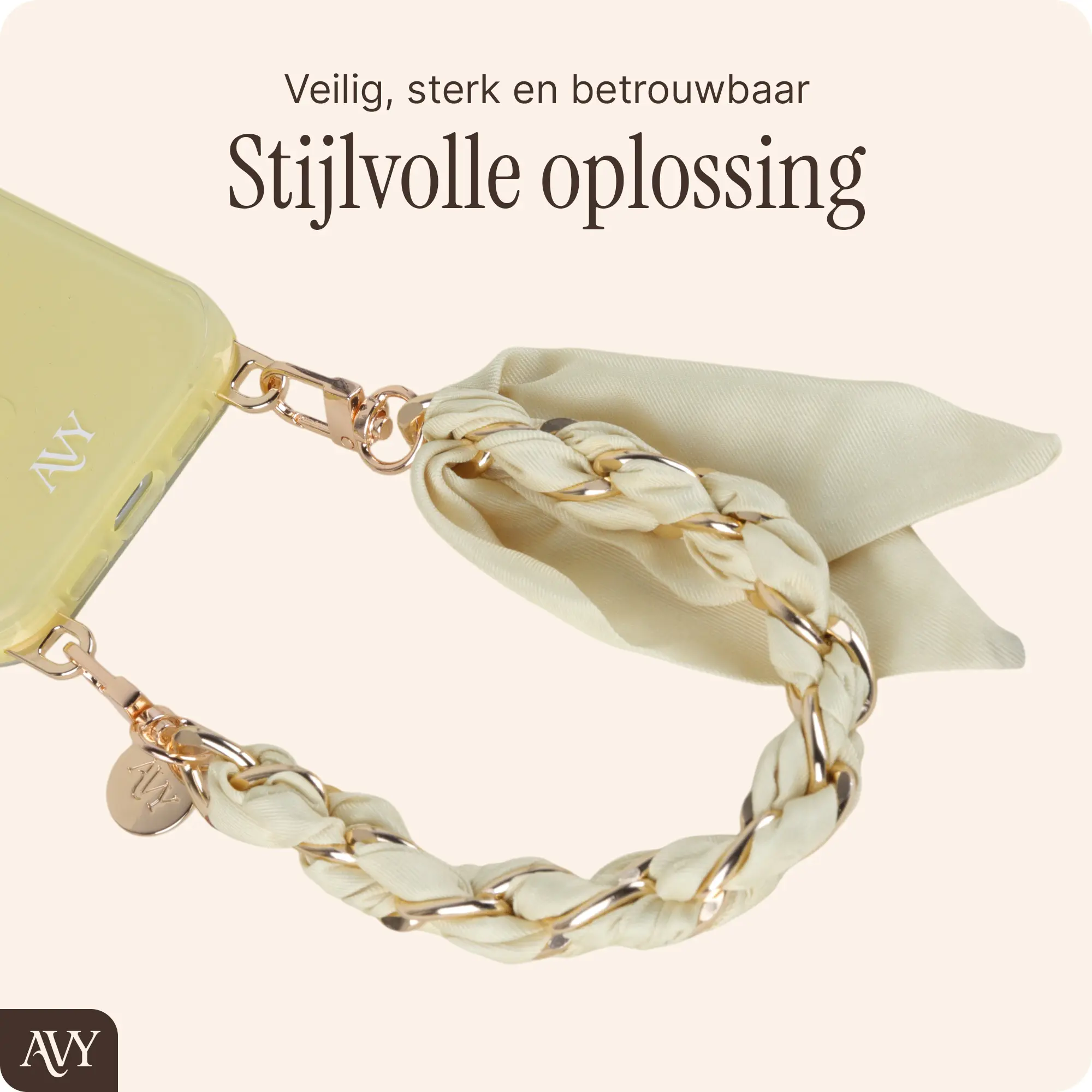AVY Universeel Sjaal Telefoonkoord / Polsbandje (32CM) Bandana Butter Yellow afbeelding 5