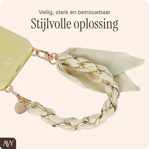 AVY Universeel Sjaal Telefoonkoord / Polsbandje (32CM) Bandana Butter Yellow afbeelding 5