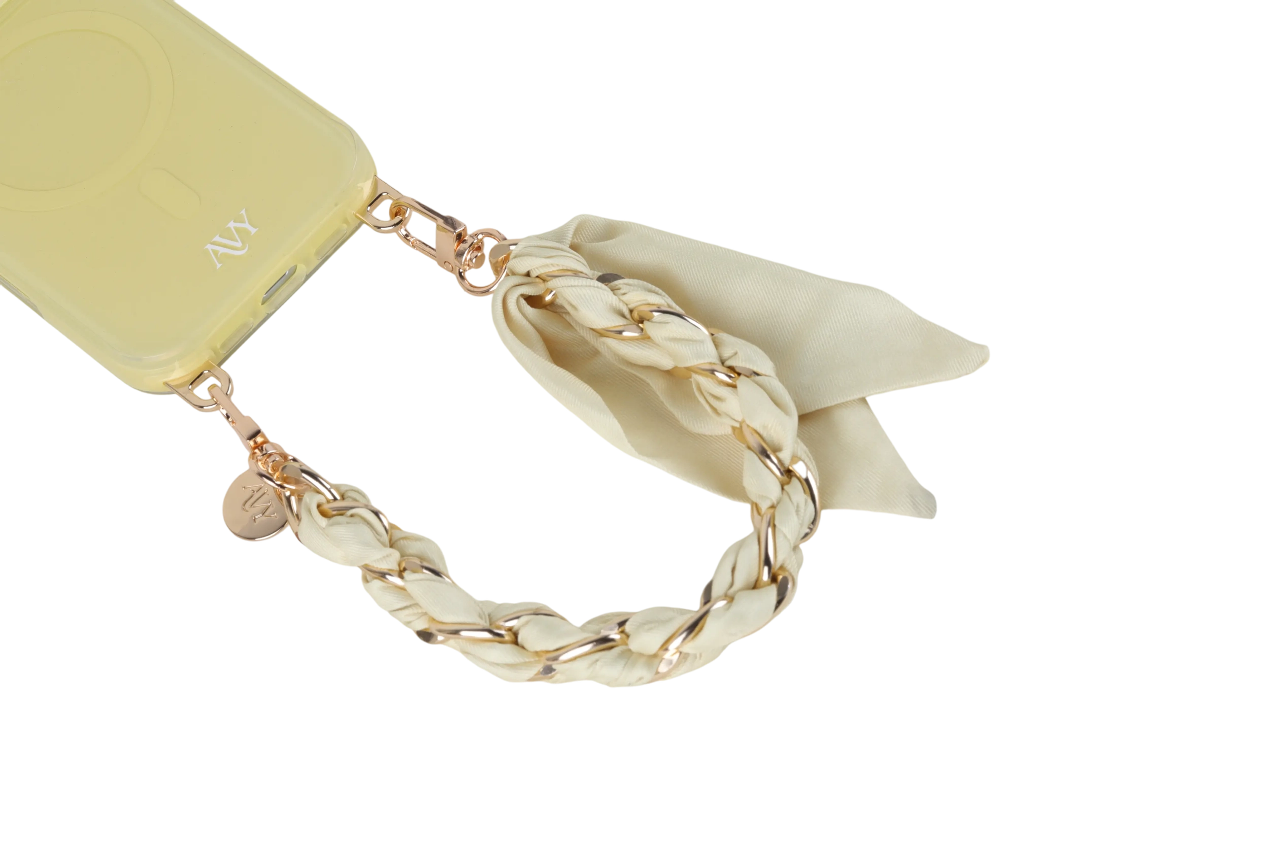 AVY Universeel Sjaal Telefoonkoord / Polsbandje (32CM) Bandana Butter Yellow afbeelding 11