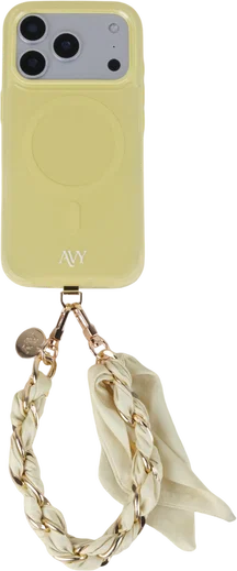 AVY Universeel Sjaal Telefoonkoord / Polsbandje (32CM) Bandana Butter Yellow afbeelding 7