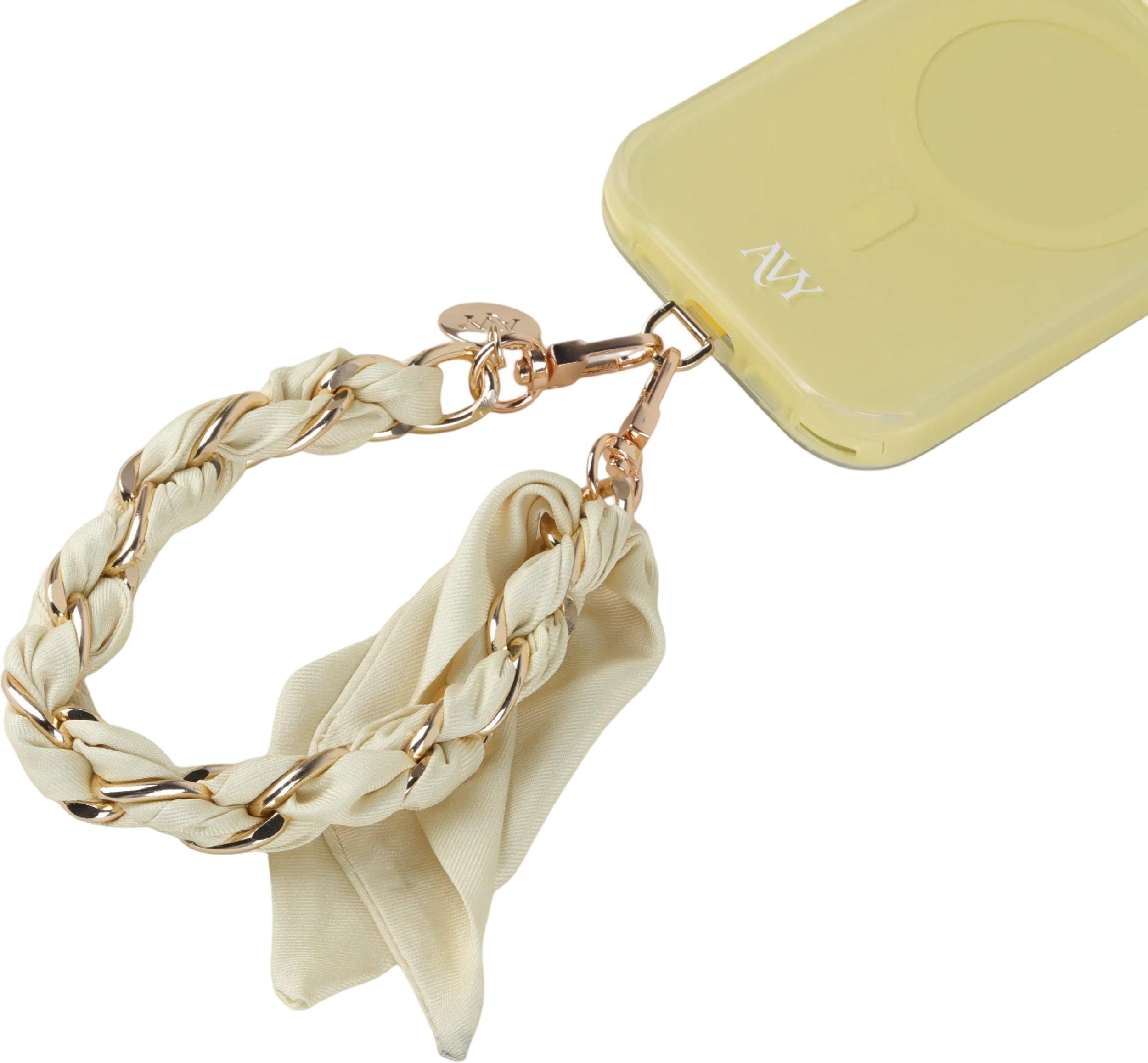 AVY Universeel Sjaal Telefoonkoord / Polsbandje (32CM) Bandana Butter Yellow afbeelding 13