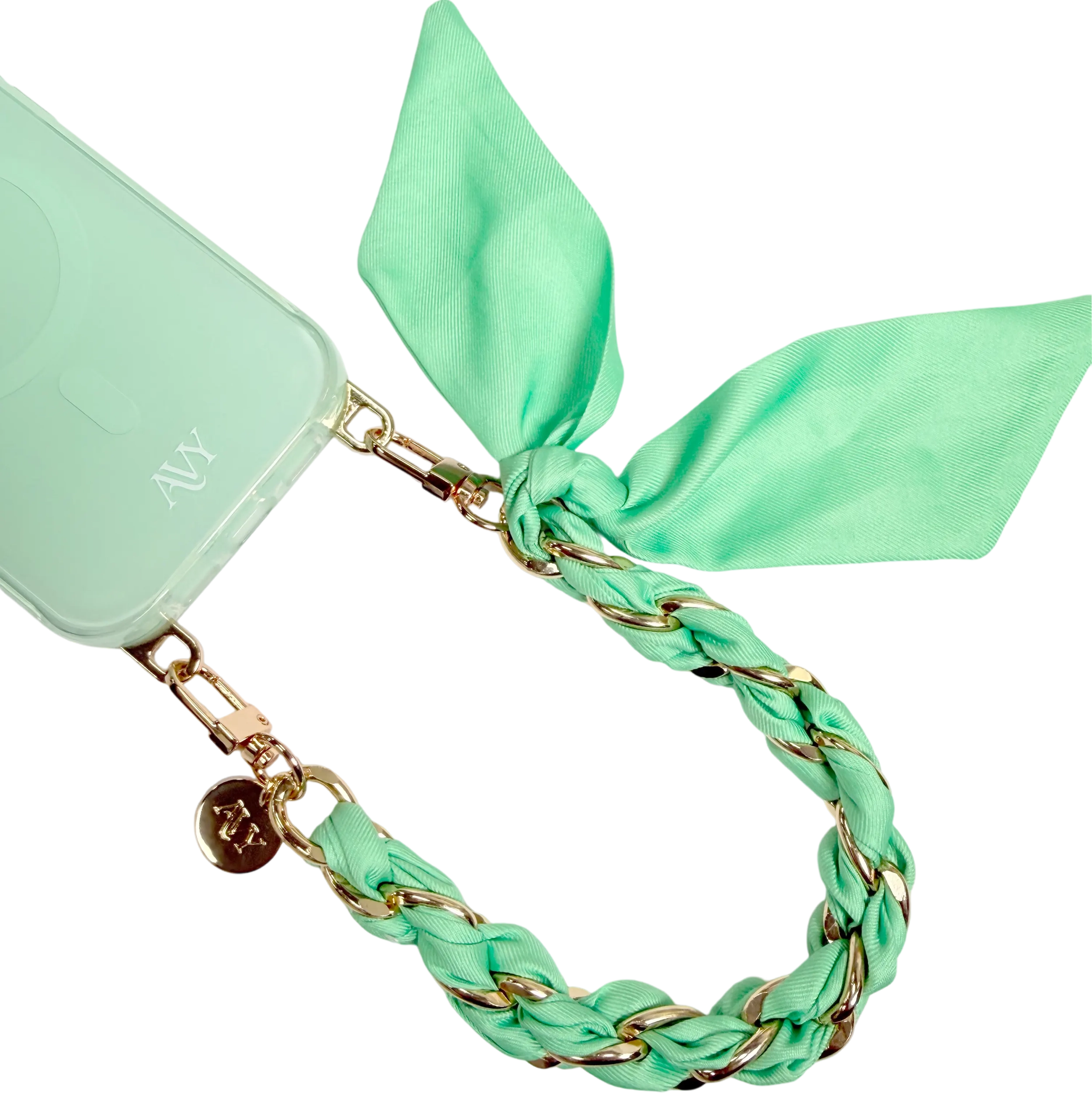 AVY Universeel Sjaal Telefoonkoord / Polsbandje (32CM) Bandana Matcha afbeelding 9