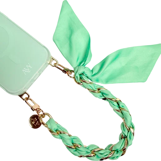 AVY Universeel Sjaal Telefoonkoord / Polsbandje (32CM) Bandana Matcha afbeelding 9