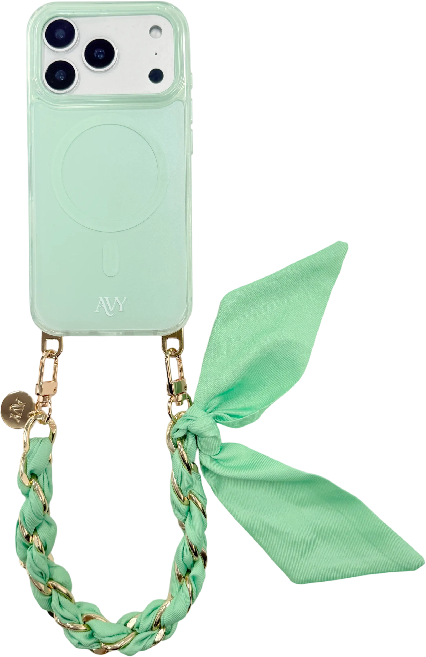 AVY Universeel Sjaal Telefoonkoord / Polsbandje (32CM) Bandana Matcha afbeelding 7