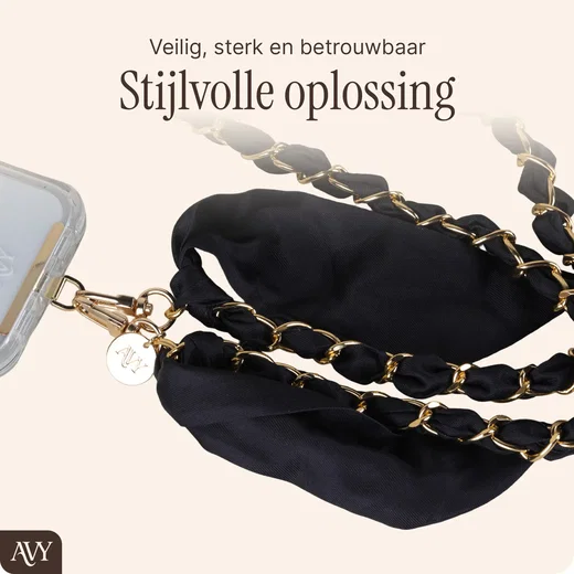 AVY Universeel Sjaal Crossbody Telefoonkoord (120CM) Bandana Black afbeelding 4