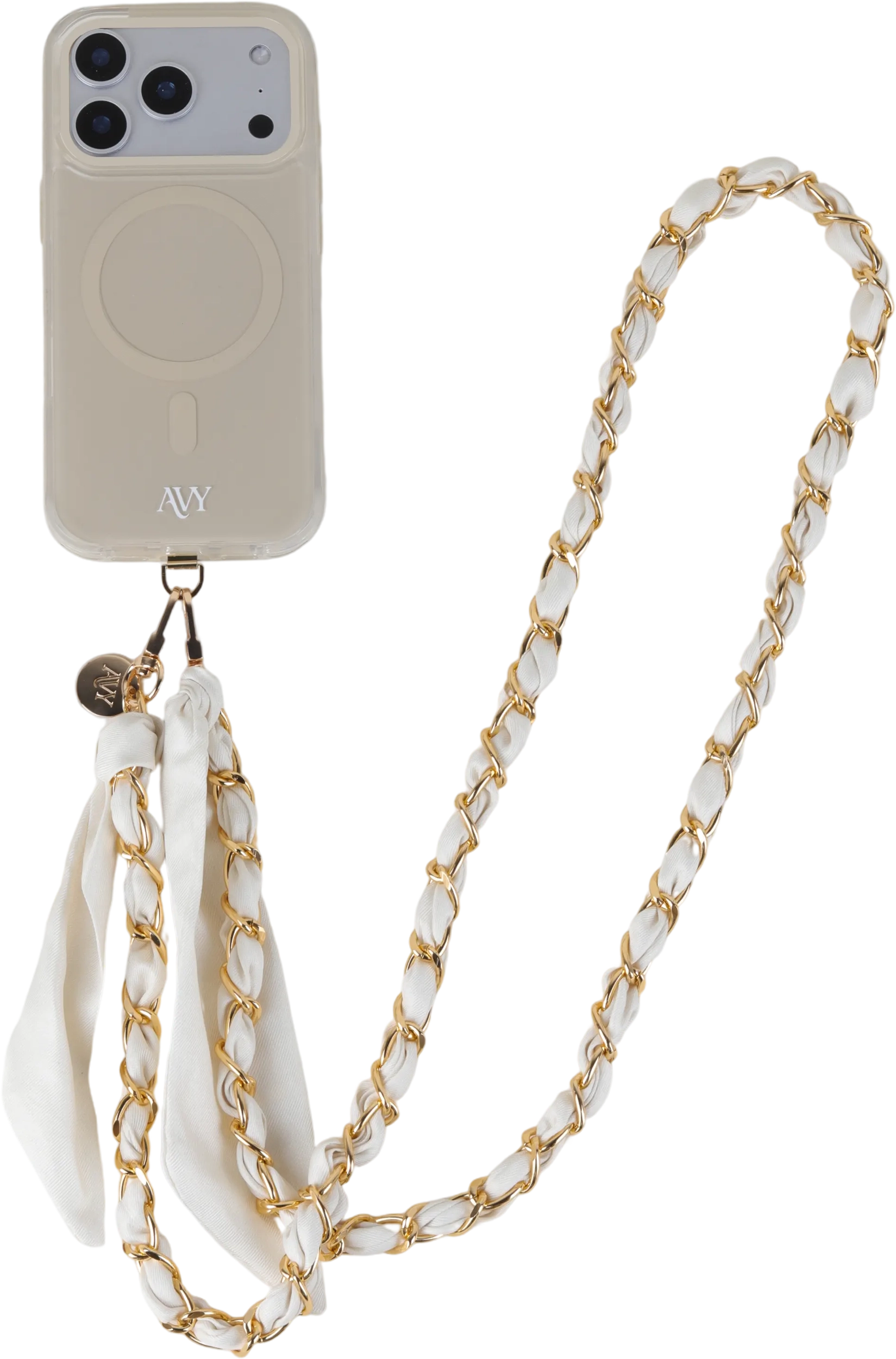 AVY Universeel Sjaal Crossbody Telefoonkoord (120CM) Bandana Beige afbeelding 13