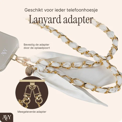 AVY Universeel Sjaal Crossbody Telefoonkoord (120CM) Bandana Beige afbeelding 3