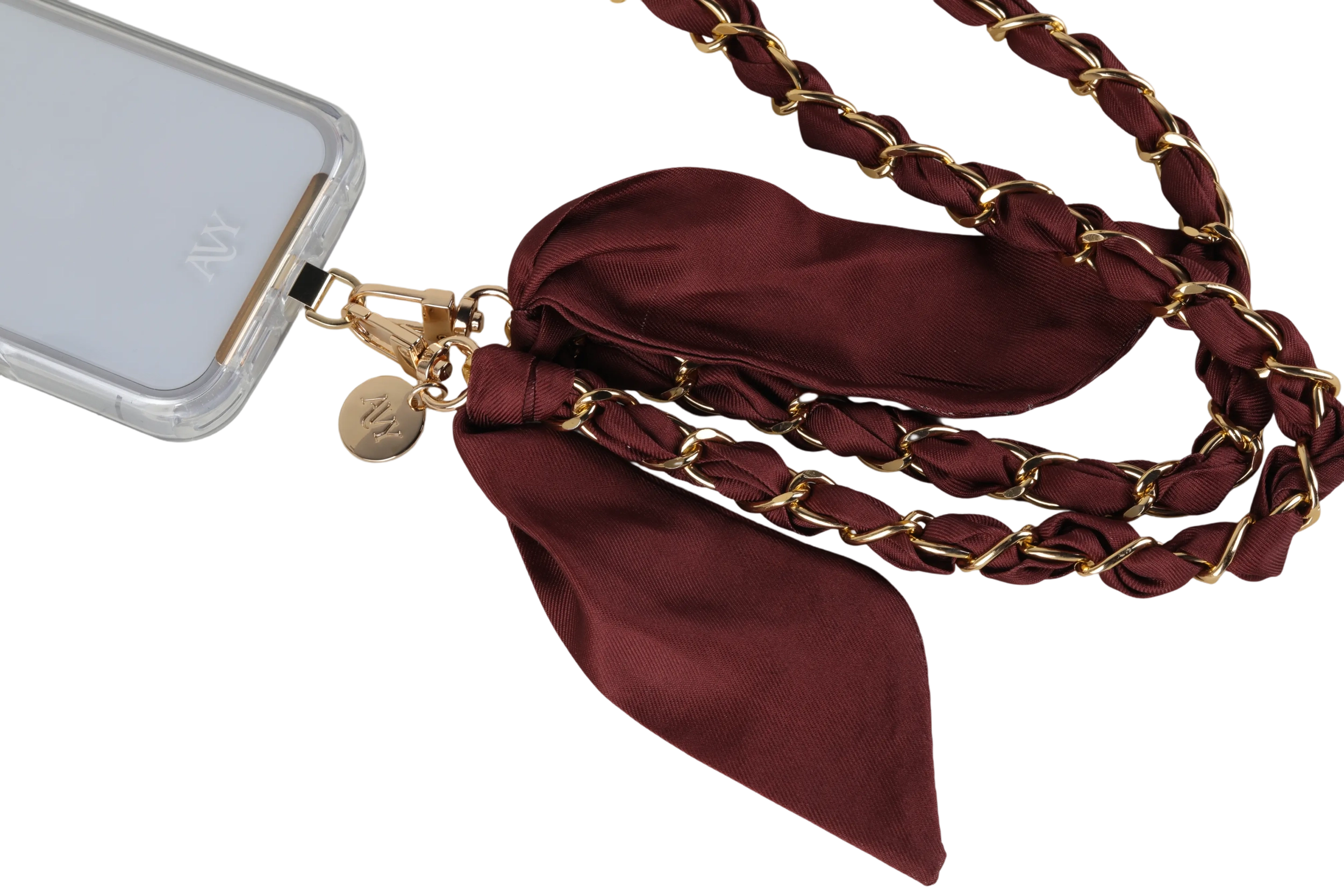 AVY Universeel Sjaal Crossbody Telefoonkoord (120CM) Bandana Burgundy afbeelding 7