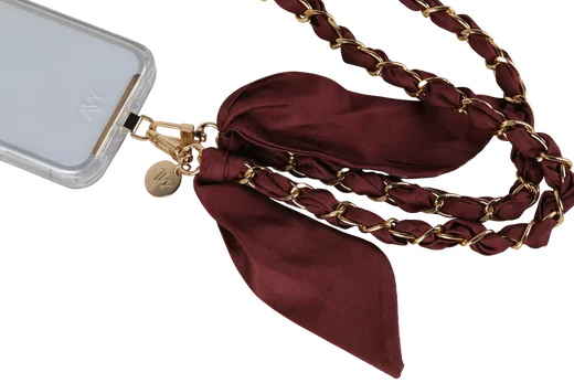 AVY Universeel Sjaal Crossbody Telefoonkoord (120CM) Bandana Burgundy afbeelding 7