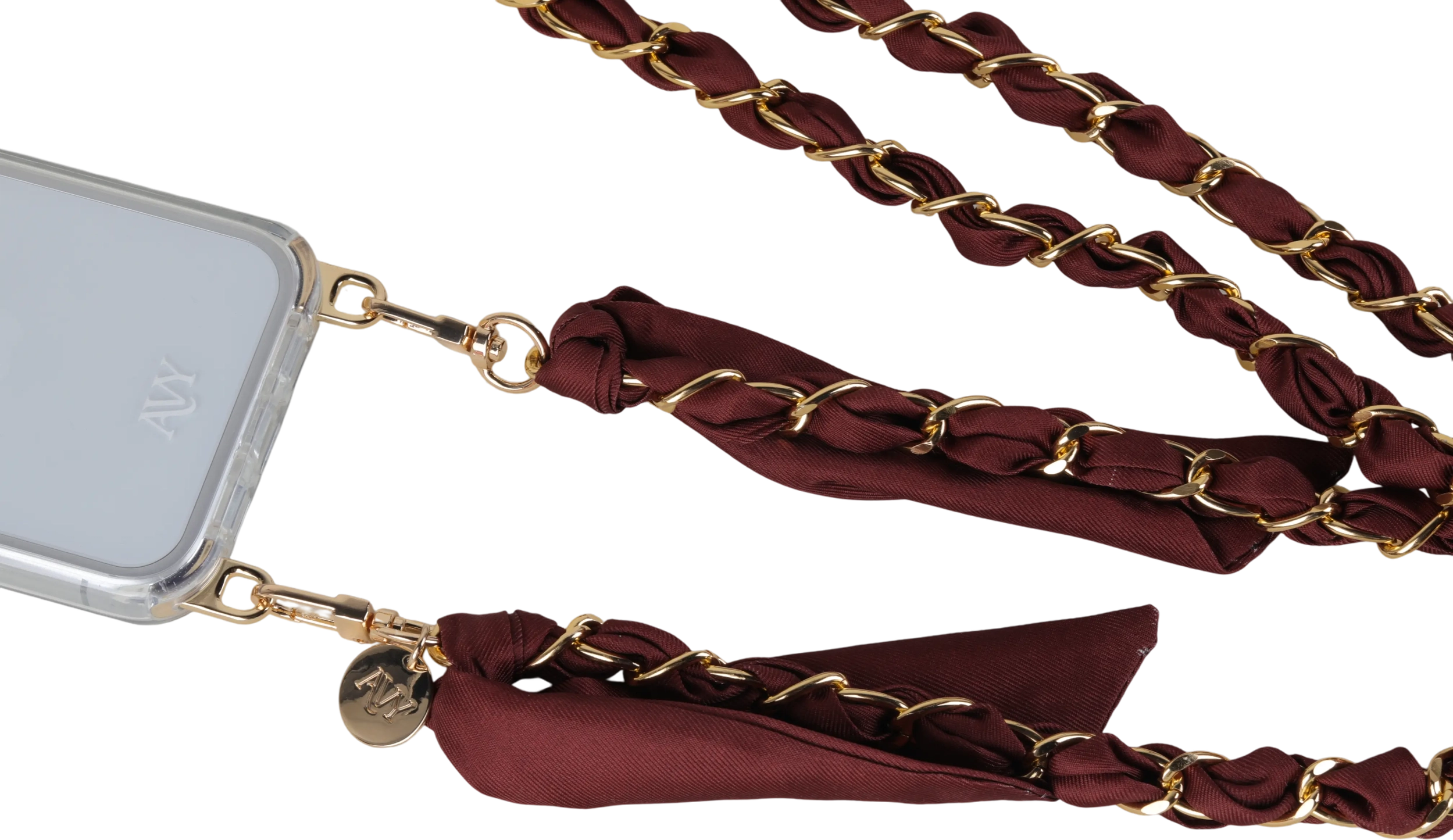 AVY Universeel Sjaal Crossbody Telefoonkoord (120CM) Bandana Burgundy afbeelding 8