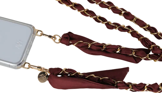 AVY Universeel Sjaal Crossbody Telefoonkoord (120CM) Bandana Burgundy afbeelding 8
