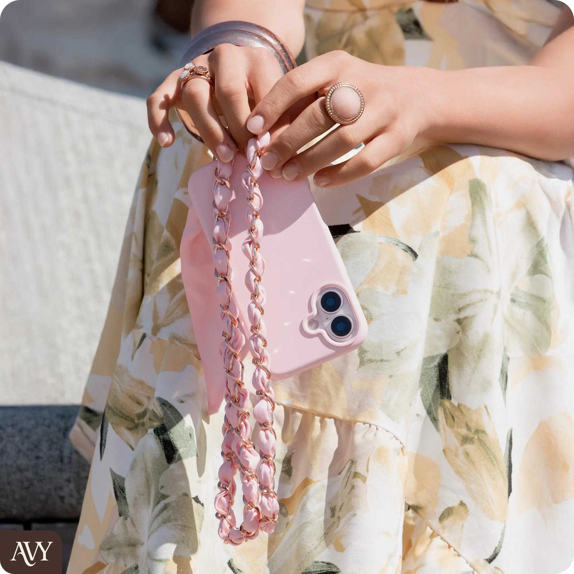 AVY Universeel Sjaal Crossbody Telefoonkoord (120CM) Bandana Pink afbeelding 2