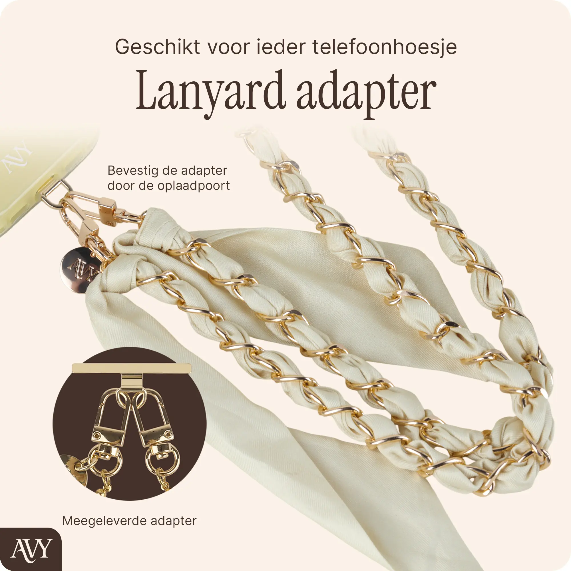 AVY Universeel Sjaal Crossbody Telefoonkoord (120CM) Bandana Butter Yellow afbeelding 6