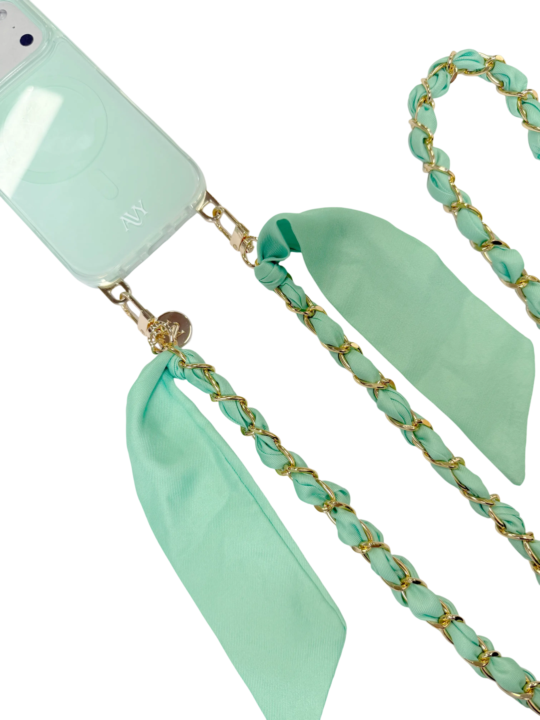 AVY Universeel Sjaal Crossbody Telefoonkoord (120CM) Bandana Matcha afbeelding 10