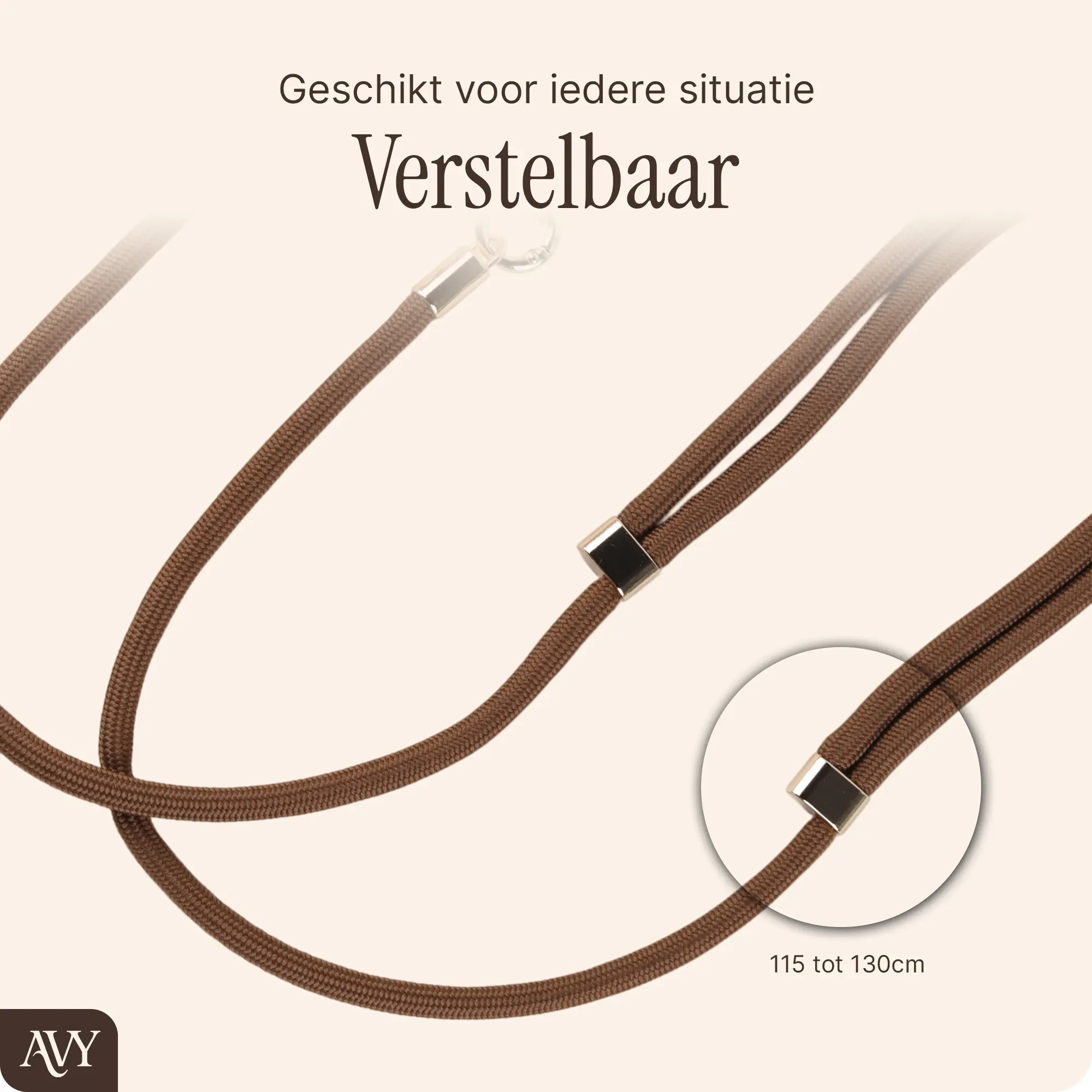 AVY Verstelbaar Crossbody Telefoonkoord / Telefoontouw (130CM) Tressé Brown afbeelding 7