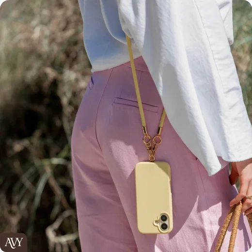 AVY Verstelbaar Crossbody Telefoonkoord / Telefoontouw (130CM) Tressé Yellow afbeelding 2