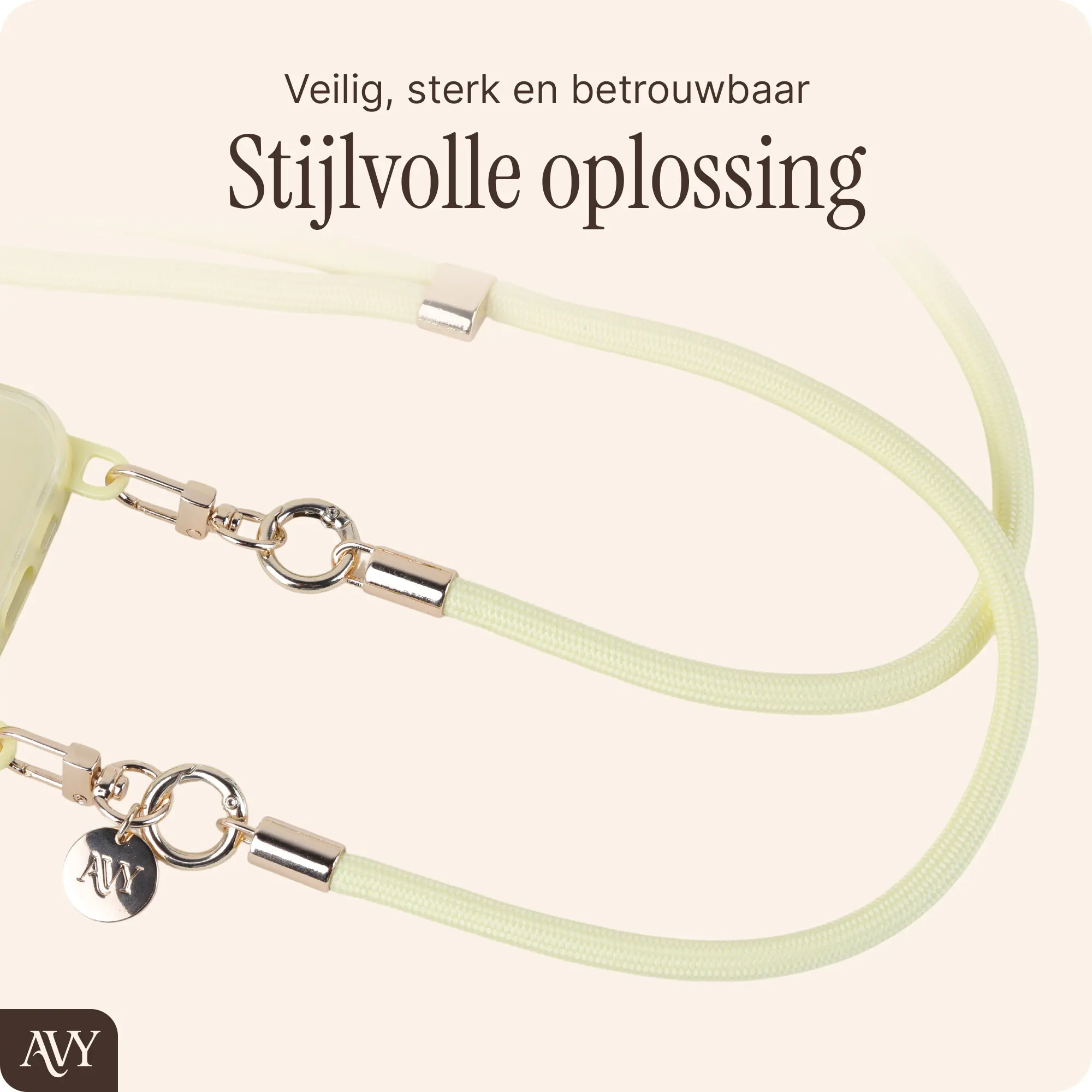 AVY Verstelbaar Crossbody Telefoonkoord / Telefoontouw (130CM) Tressé Yellow afbeelding 6