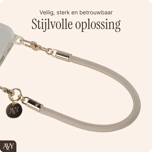 AVY Universeel Armband / Polsband Telefoonkoord Touw (32CM) Tressé Beige afbeelding 5
