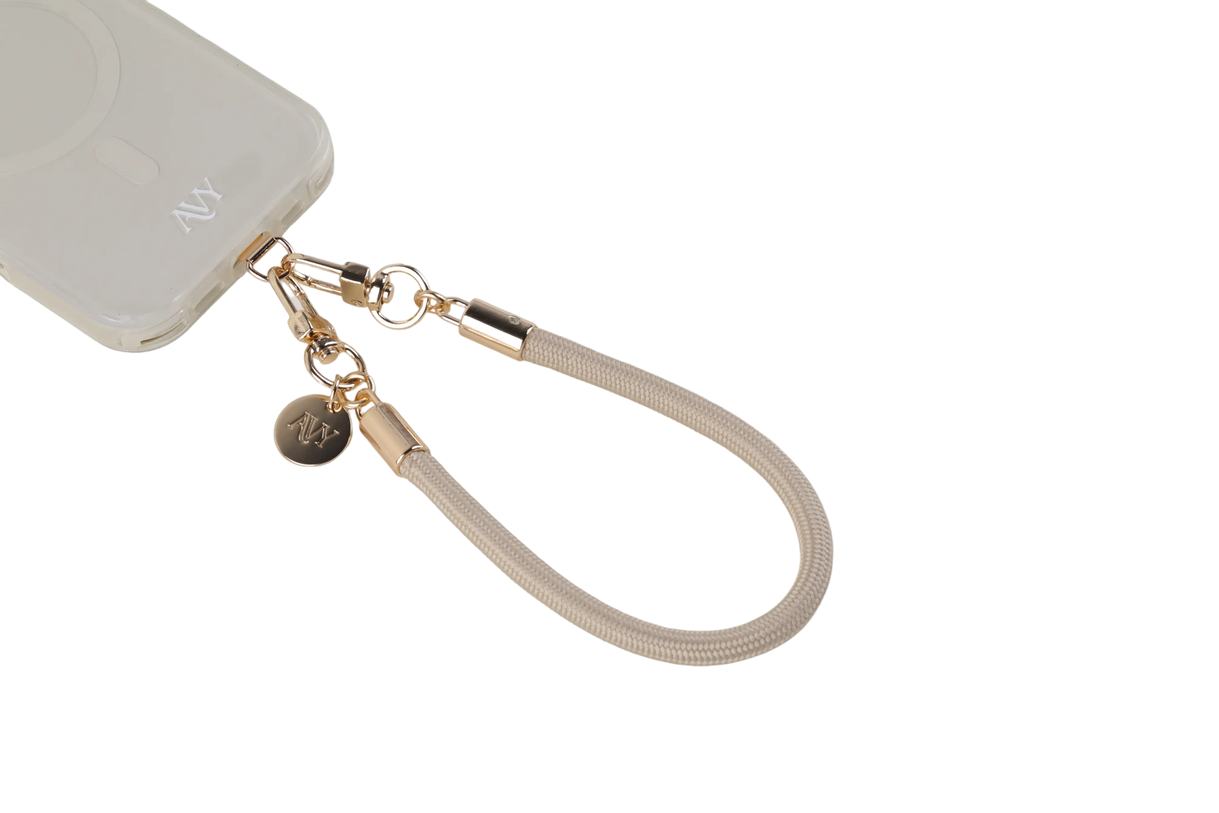 AVY Universeel Armband / Polsband Telefoonkoord Touw (32CM) Tressé Beige afbeelding 14